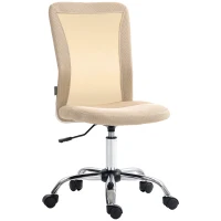Vinsetto Chaise de bureau ergonomique hauteur réglable piètement chromé pivotant 360° revêtement maille beige(m-11)