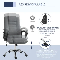 Vinsetto Fauteuil de bureau à roulettes chaise manager ergonomique pivotante hauteur réglable lin gris foncé(m-4)