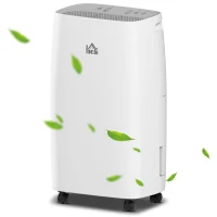 HOMCOM 12L/Day Dehumidifier with Continuous Drainage, 2.5L Water Tank, 24H Timer, Humidity Display, for Home Damp, Condensation, Mould and Laundry Drying, White(m-10)