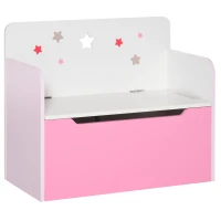 HOMCOM Bancă cu spațiu de depozitare și spătar, din lemn, pentru copii de 3-6 ani, 60x30x50 cm, roz(m-11)
