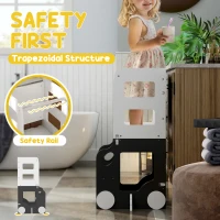 AIYAPLAY Toddler Step Stool, 4 in 1 Standing Tower, Foldable Toddler Step with Safety Rail, for Kitchen, Bathroom, Grey(m-5)