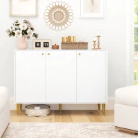 HOMCOM Elegant Two-Cupboard Sideboard - White/Gold-Tone(m-2)