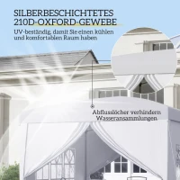 Outsunny Paviljoen, Partytent, 4 afneembare zijwanden, 2 ramen, metalen frame, 2,95 x 2,95 m, Wit(m-5)