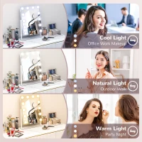 HOMCOM 12 LED bulb Tabletop Makeup Mirror, with Adjustable Settings(m-6)