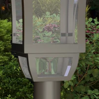Outsunny Solar tuinlantaarn 127 cm – koudwit LED, lichtsensor, IP44(m-8)