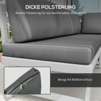 Outsunny Loungemeubelset - 4-delig, 115 cm x 61 cm x 65 cm, Grijs + Wit(m-5)