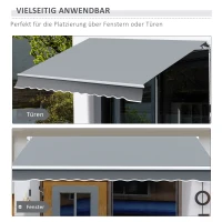Outsunny voortent met handslinger aluminium wit + beige 395 x 245 cm(m-5)