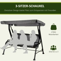 Outsunny Hollywoodschommel 3-zitten tuinschommel verstelbare zonnedak Textileen(m-6)