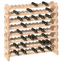 HOMCOM Casier à bouteilles pour 96 bouteilles, étagère à vin avec 8 niveaux modulable, 114×28×113,5cm, bois naturel(m-11)