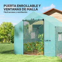 Outsunny Invernadero de Túnel 2x3x2 m con 4 Ventanas de Malla y Puerta con Cremallera Invernadero de Huerto para Jardín Verde(m-5)
