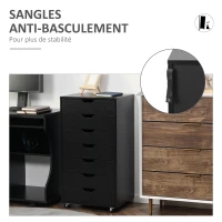 Vinsetto Caisson de bureau à roulette meuble rangement bureau avec 7 tiroirs organisateur pour documents, format A4 ou lettres(m-7)