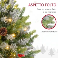 HOMCOM Mini Albero di Natale 60 cm con Luci LED, 141 Rami, Pigne, Bacche Rosse, Base in Cemento, Verde(m-6)