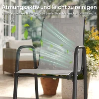 Outsunny Tuinstoelen 4-delige Set Stapelbare Terrasstoelen met Ademend Rugvlak, Armleuningen 120 kg Draagvermogen(m-7)