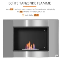HOMCOM Ethanolhaard bio-ethanolbrander 1,5 L 2,5 uur. Brandtijd rookvrij RVS 80 x 14 x 54 cm(m-5)