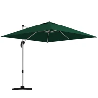 Outsunny Square Cantilever Garden Parasol, with Five-Position Canopy - Green(m-11)