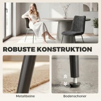 HOMCOM Eetkamerstoelen set van 2, keukenstoelen met fluwelen bekleding en metalen poten, donkergrijs(m-6)