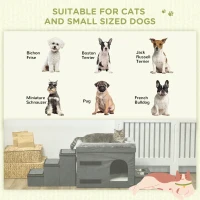 PawHut Kattenhuis Kattenhut Kattenhol, 3 huisdiertrappen, 2 voerbakken, 70 x 50 x 51 cm, Grijs(m-8)