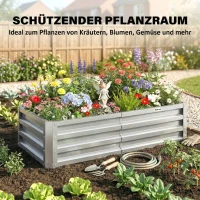 Outsunny Verhoogd Tuinbed Plantenbak, Weerbestendig, Open Bodem, Verzinkt Staal, 120 cm x 60 cm x 30,5 cm, Zilver(m-6)