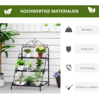 Outsunny 3-laags decoratieve plantenstandaard metaal zwart 60,5 x 59,5 x 95,5 cm(m-5)