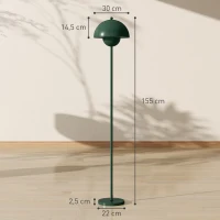 HOMCOM Vloerlamp, Ronde Kap, Voetenschakelaar, Lange Kabel, Elegante Uiterlijk, Staal, Groen(m-3)