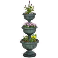 Outsunny 3-tier Chelsea Planter Flowers Display Fountain Stable Base Outdoor Garden Flower Pot Patio Balcony Indoors Green(m-1)