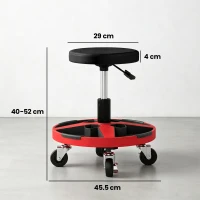 HOMCOM Rolling Mechanic Stool, 40-52 cm Height Adjustable Workshop Stool, 135kg 360° Swivel Roller Padded Creeper Seat, Black(m-3)