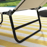 Outsunny Garden Sun Lounger, with Five-Position Back - Cream White(m-9)