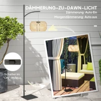 Outsunny Solar Staande Lamp Rattan Solarlampen met Lichtsensor Automatische Solarverlichting in Boho-Stijl IP44 Zwart+Geel(m-6)