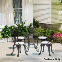 Outsunny Outdoor Bistro Chair Cushions Set of 4 with Removable Cover, 41 x 41 x 5 cm Round Seat Cushions with Ties, White(m-2)