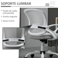 Vinsetto Silla de Oficina Silla de Escritorio de Malla Transpirable Basculante con Altura Ajustable Asiento Giratorio 360° y Soporte Lumbar 61x61x89-99 cm Gris(m-6)