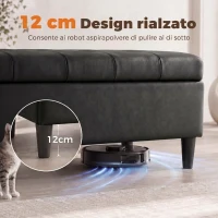 HOMCOM Panca Contenitore Imbottita 136L in Finta Pelle, 110x41x42 cm, Nero(m-6)