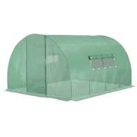 Outsunny Serre de Jardin Tunnel 12 m² 4L x 3l x 2H m Acier galvanisé renforcé + PE Haute densité fenêtres Porte Vert(m-11)