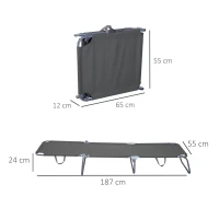 Outsunny Opvouwbare ligstoel met verstelbare rugleuning, roestvrij metalen frame, 187 x 55 x 24, Grijs(m-3)