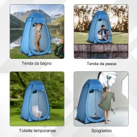 Outsunny Tenda Doccia da Campeggio e Spiaggia con Porta a Cerniera e Borsa di Trasporto, 126x124x189 cm, Blu(m-7)