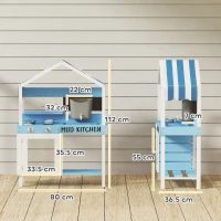 AIYAPLAY Kids Mud Kitchen Outdoor with Stoves, Sink, Faucet, Storage Shelves, Cookware Accessories for Boys Girls, Blue(m-3)