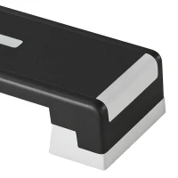 SPORTNOW Stepbord verstelbaar Fitness Aerobic Stepper met 3 hoogtes (15/20/25 cm), Antislipmat Zwart+Grijs(m-12)