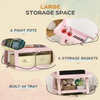 AIYAPLAY 3 in 1 Kids Easel Double-Sided Magnetic Whiteboard and Chalkboard with Paper Roll, Storage Baskets - Pink(m-5)