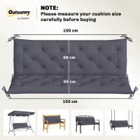 Outsunny 3 Seater Bench Pad, Garden Swing Chair Cushion with Back and Ties, Tufted Style Garden Furniture Window Seat Cushion for Indoor and Outdoor Use, 98 x 150 cm, Dark Grey(m-3)