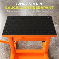 DURHAND Stand pentru motociclete, max. 150 kg, din metal, cu suprafață din cauciuc și manivelă, 48x34x43 cm, portocaliu(m-6)