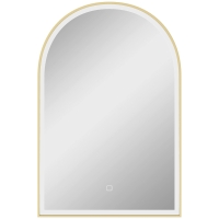 HOMCOM Miroir de salle de bain LED 90 x 60cm, mural, 3 couleurs, arqué cadre en aluminium, désembuage et interrupteur tactile