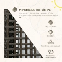Outsunny Lámpara Solar de Jardín de Ratán Sintético con Luces LED Encendido/Apagado Automático 21x21x78 cm Gris(m-4)