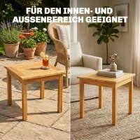 Outsunny Bijzettafel 48 x 48 cm Weerbestendig Tuintafel met Lattenontwerp Verstelbare Voeten, Vierkant(m-6)