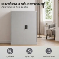 Vinsetto Armoire de Bureau Métallique, 80 x 40 x 92,5 cm, Meuble de Rangement en Acier avec Serrure, Étagère Réglable, Gris(m-4)