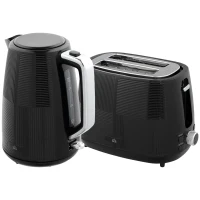 HOMCOM Waterkoker- en Toaster-Set, 1,7 L, verschillende functies, RVS, Zwart(m-10)