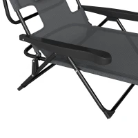 Outsunny Tuinstoel Ligstoel, opvouwbaar, weerbestendig, 194 cm x 72 cm x 89 cm, Zwart + Donkergrijs(m-11)