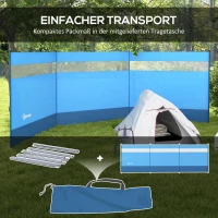 Outsunny Windscherm met Kijkvenster en Draagtas, Stalen Palen, 440x140cm, Blauw(m-7)
