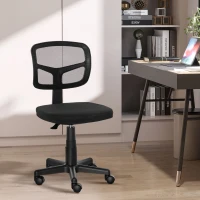 Vinsetto Silla de Oficina Ergonómica de Malla Silla de Escritorio Giratoria 360° con Altura Ajustable Soporte Lumbar Transpirable y Ruedas Sin Brazos 43x48x77,5-89,5 cm Negro(m-10)