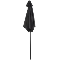 Outsunny Parasol Ø196 cm met Kantelfunctie, Zeshoekig voor Strand, Balkon en Tuin, Zwart(m-10)