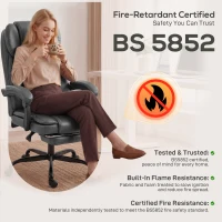 HOMCOM Executive Home Office Chair Reclining Function Footrest Computer Desk Chair High Back, Grey(m-9)
