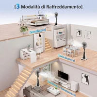 HOMCOM Ventilatore a Nebulizzazione da 3L a 3 Modalità e 3 Velocità, in Plastica e Metallo, 50x40x125 cm, Bianco e Nero(m-4)